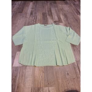 Salon studio large womens mint green knit sweater with 3/4 sleeves